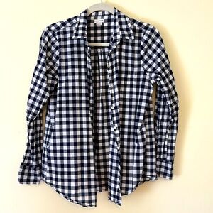 J. Crew navy gingham boyfriend button down size S